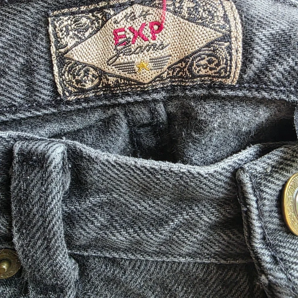 VTG Express Black Denim Shorts High Waisted Distressed Cutoff Frayed 29 Grunge